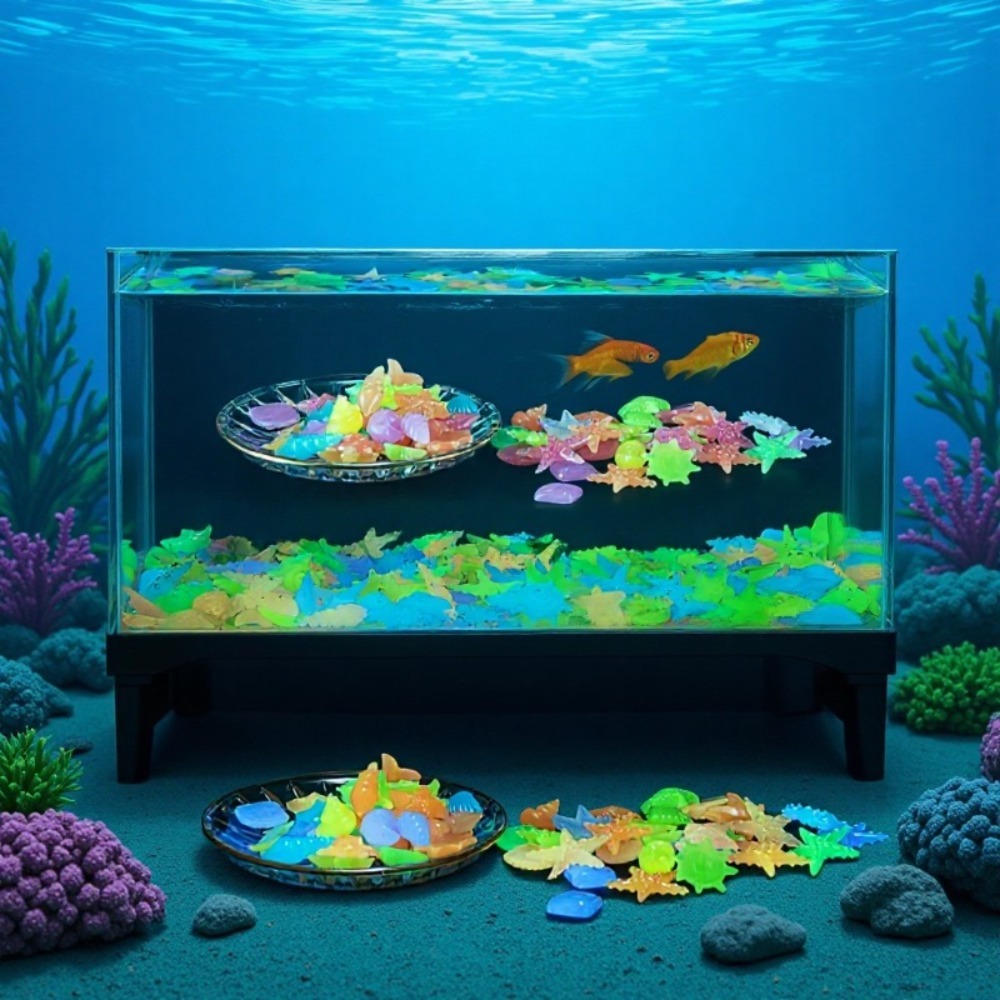 Aquarium Decoration Rock - أحجار المحيط المضيئة، أصداف المحار الفلورية،