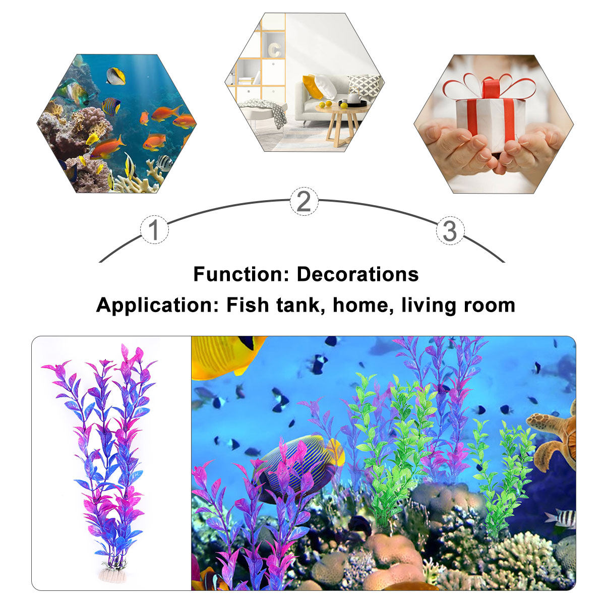 Aquarium Fish Restaurant - مجموعة من 10 نباتات مائية اصطناعية،