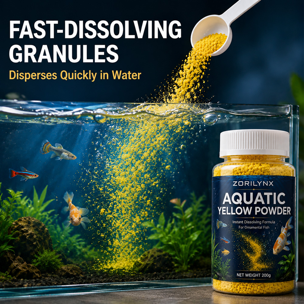 Aquarium Fish Yellow - مسحوق أصفر مائي سريع الذوبان، حبيبات