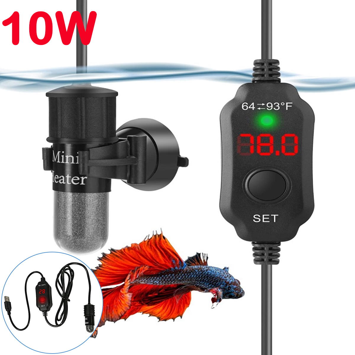 Aquarium Heater Submersible - قضيب سخان حوض السمك قابل للتعديل