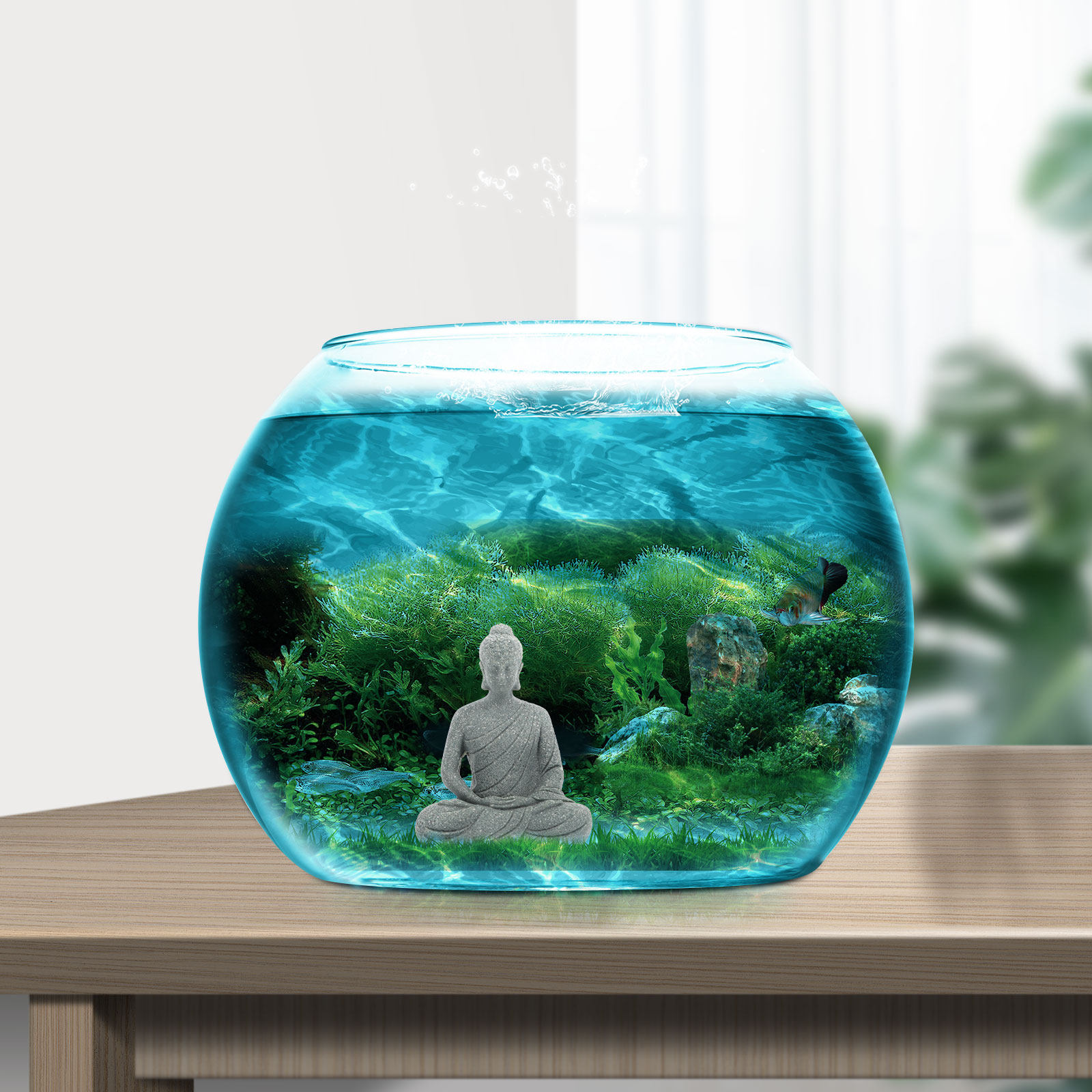 تمثال بوذا صغير من الراتنج لتز - مراجعة Aquarium Mini Fish وسعره