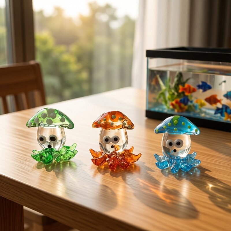 تمثال حبار زجاجي ياباني صغير ل - مراجعة Aquarium Fish Japan وسعره