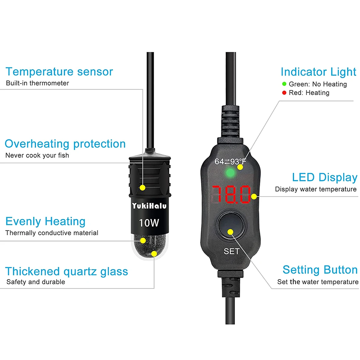 قضيب سخان حوض السمك قابل للتعد - مراجعة Aquarium Heater Submersible وسعره