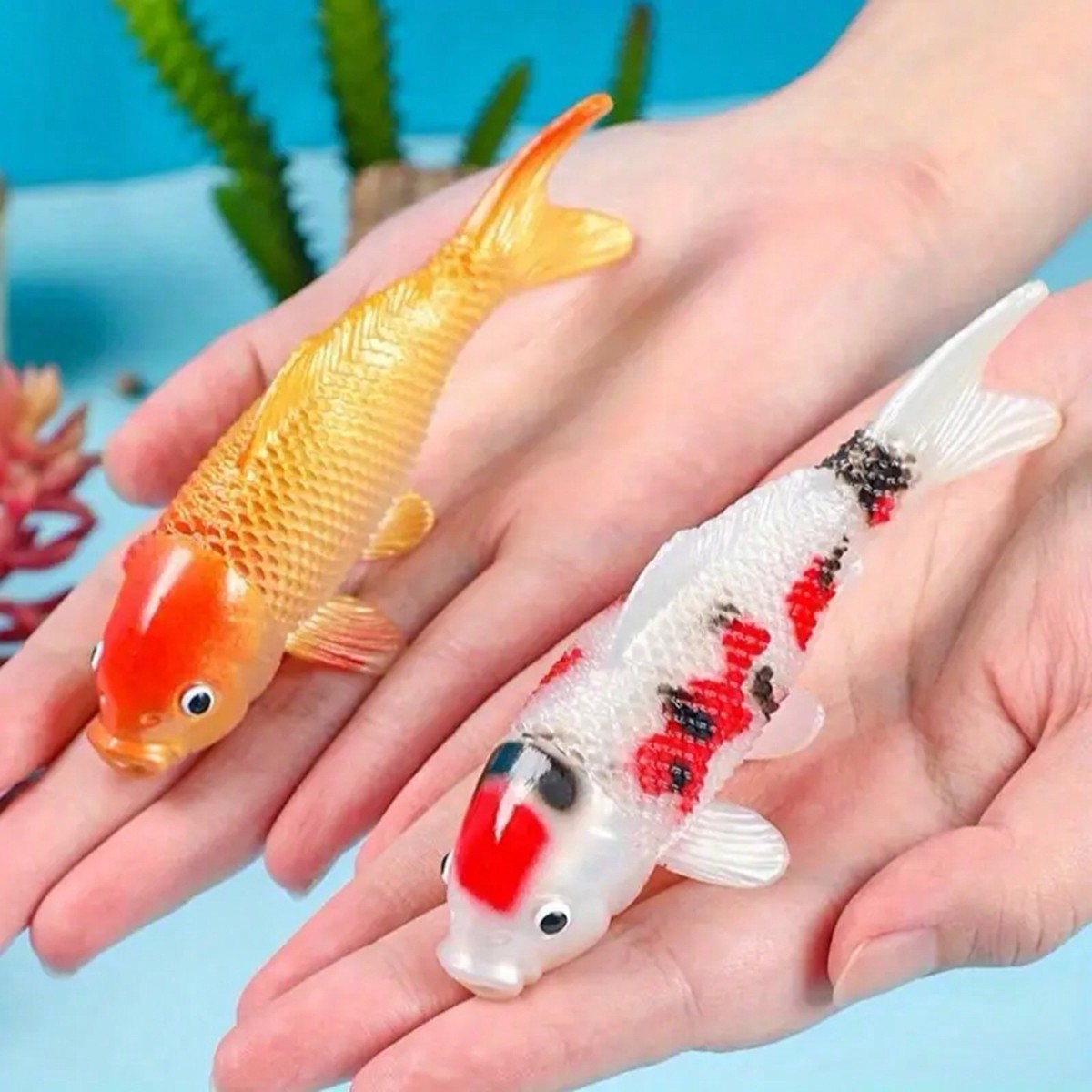 2 قطعة سمك كوي صناعي ملون لأحو - مراجعة Aquarium Fish Yellow وسعره