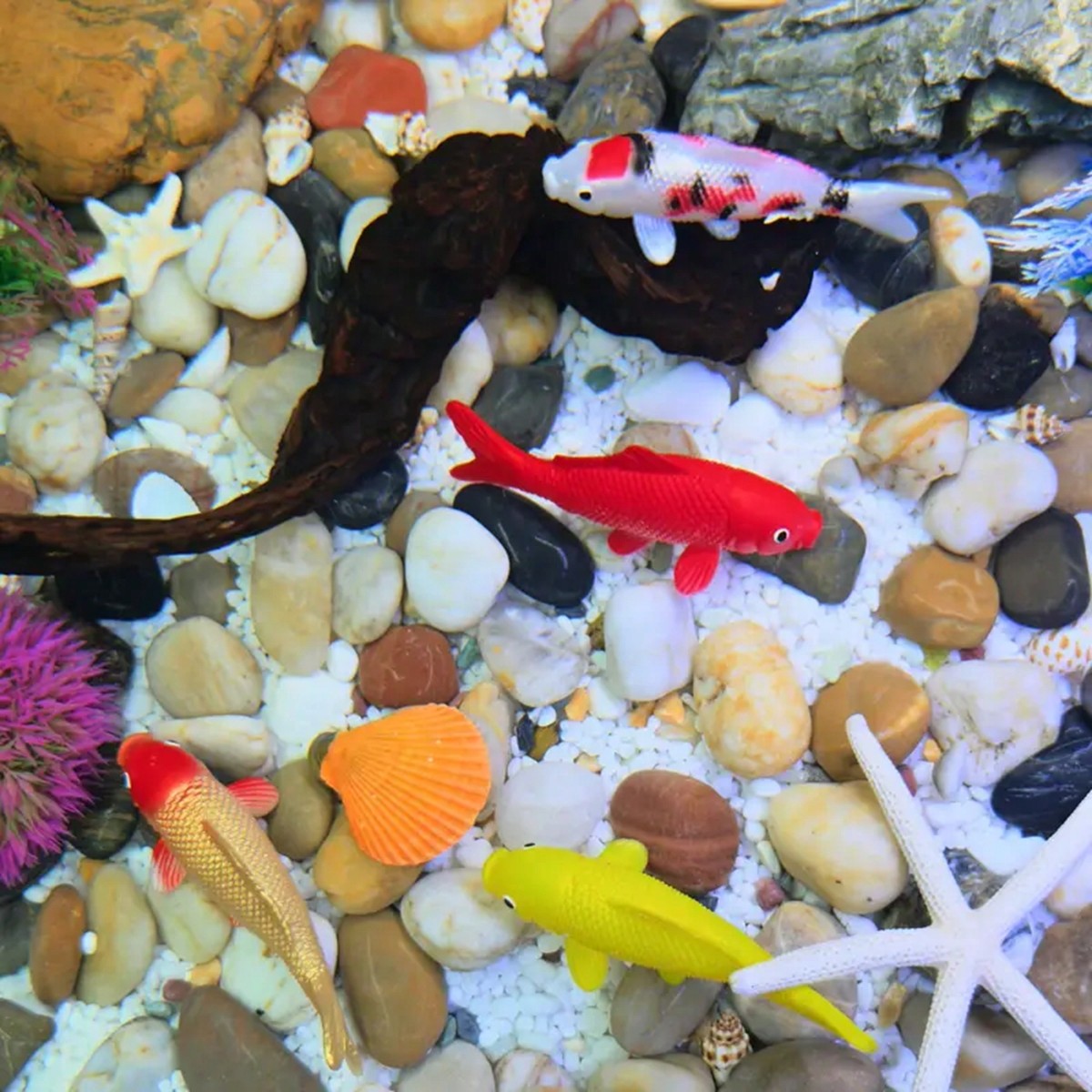 2 قطعة سمك كوي صناعي ملون لأحو - مراجعة Aquarium Fish Yellow وسعره