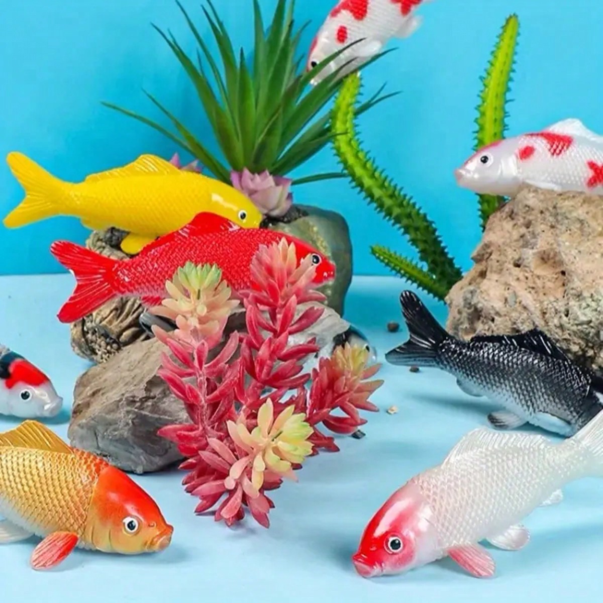 2 قطعة سمك كوي صناعي ملون لأحو - مراجعة Aquarium Fish Yellow وسعره